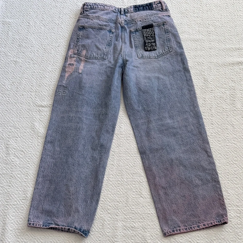 Ksubi Relaxed Wide Leg Jeans in Faded Blue Sz 32